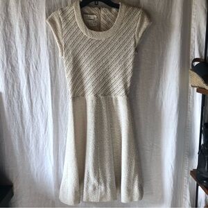 VINTAGE Sherbet Originals cream a line slight flare dress nubby boucle like S